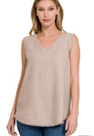 Linen fray tank