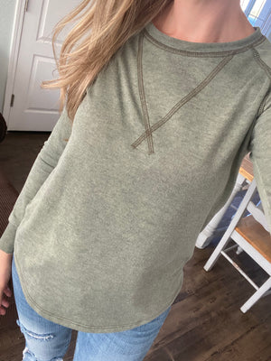 Olive stitch top